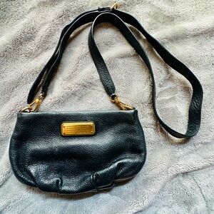 Marc Jacobs Black Leather Crossbody with Gold Accents